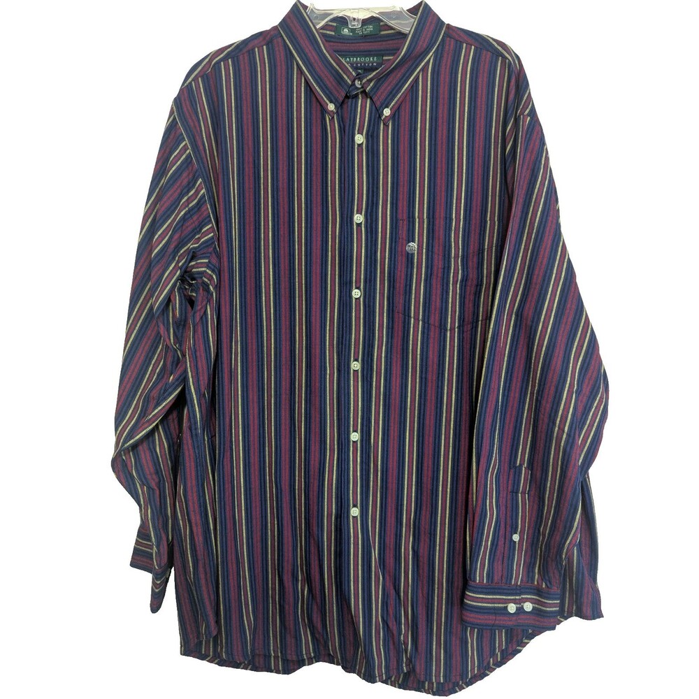 Vtg Claybrooke Men's XXL Tall Shirt NWT Striped 100% Cotton Deadstock